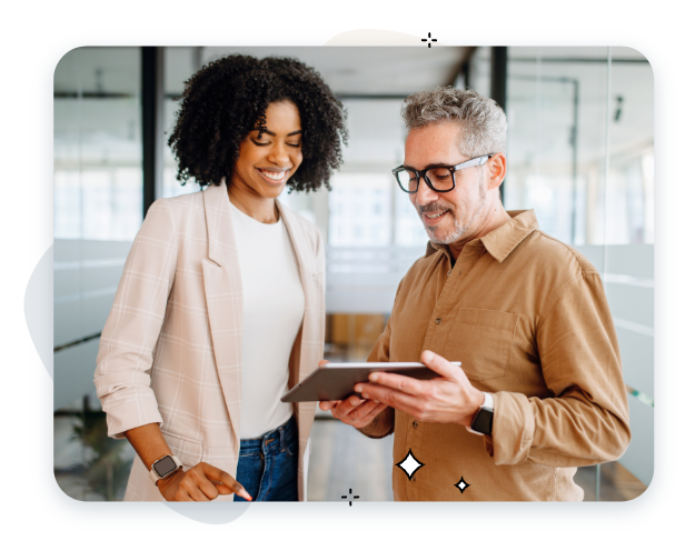 Man and woman looking at HostPapa hosting referral program rules